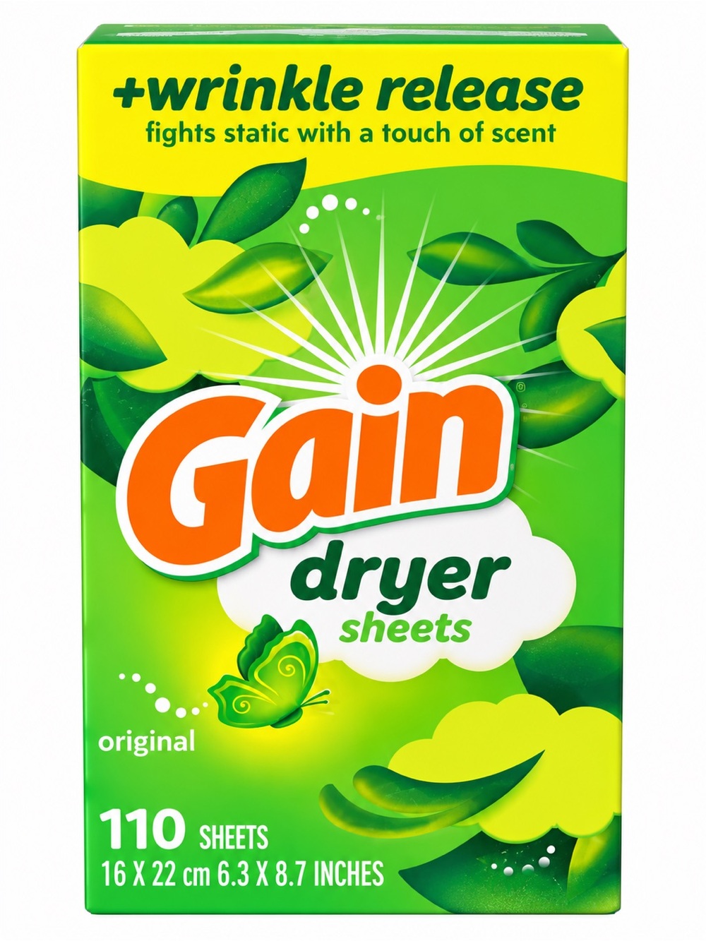 Gain Original Green Dryer Sheets - 110 Count